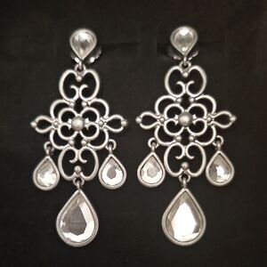 Lia Sophia Chandelier Crystal Silver Plated Earrings